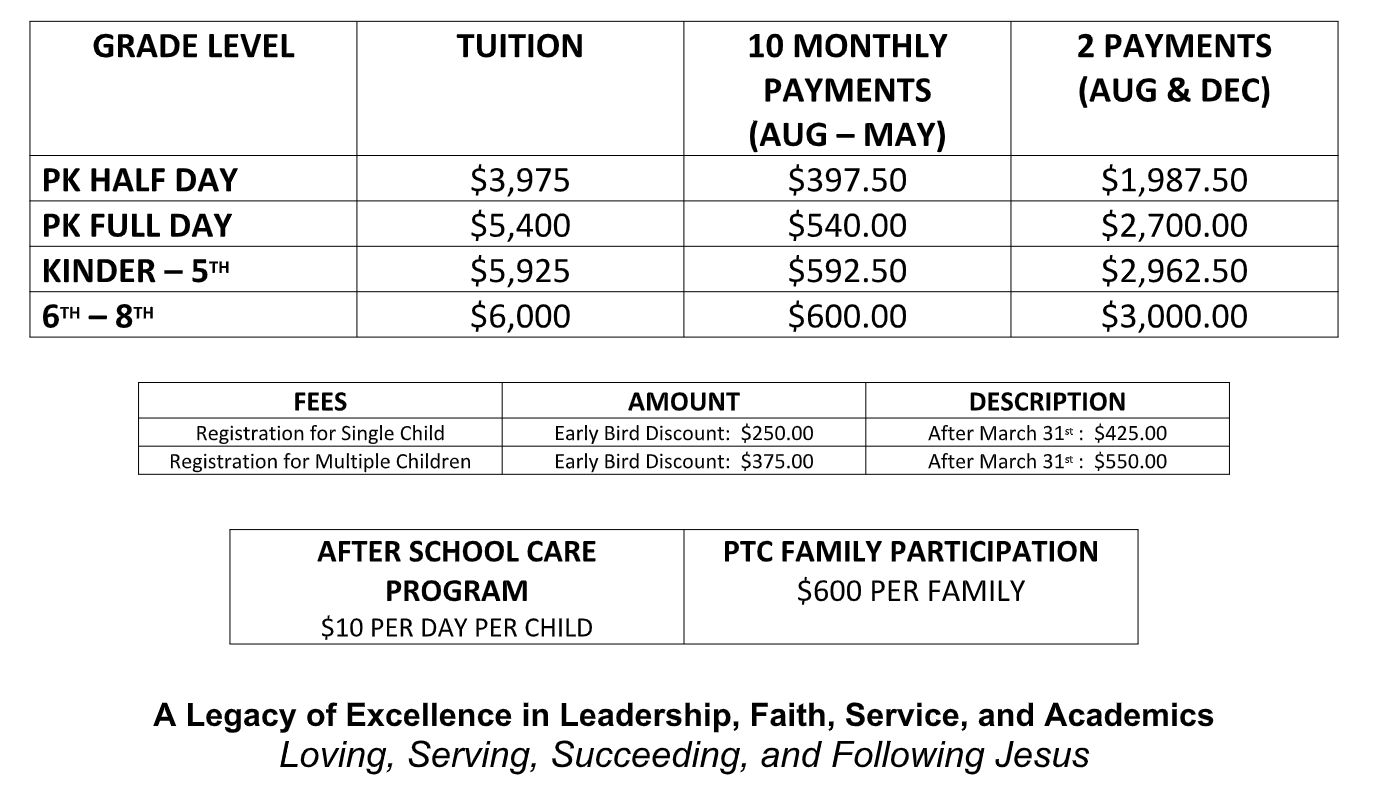 Tuition Cost Sacred Heart Catholic School